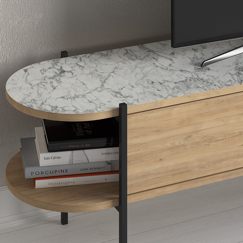 BENDIGO TV STAND - OAK - CARRARA