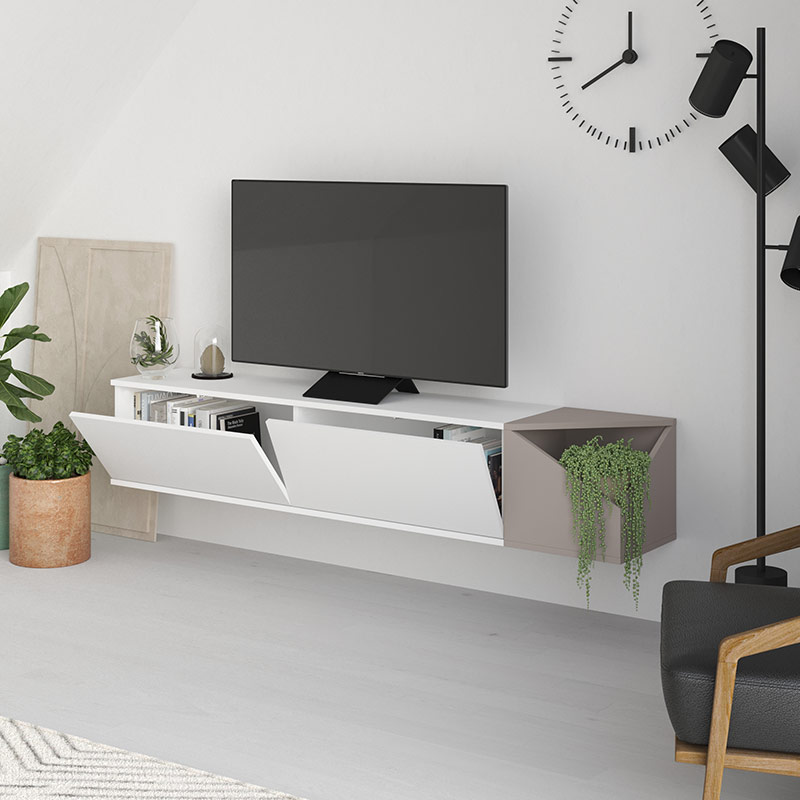 WILLIAMSBURG TV STAND - WHITE - LIGHT MOCHA