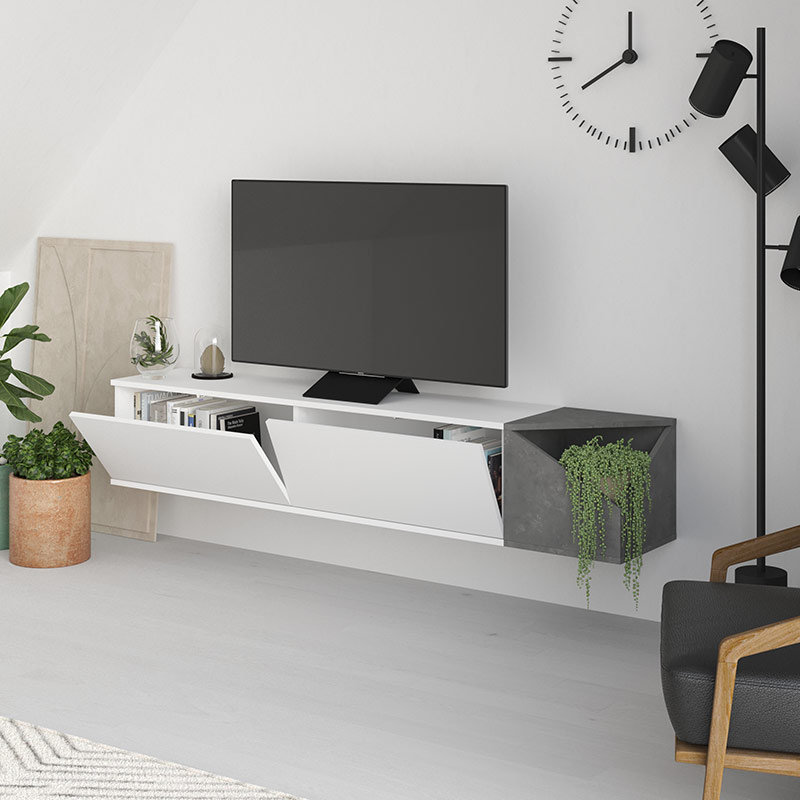 WILLIAMSBURG TV STAND - WHITE - RETRO GREY