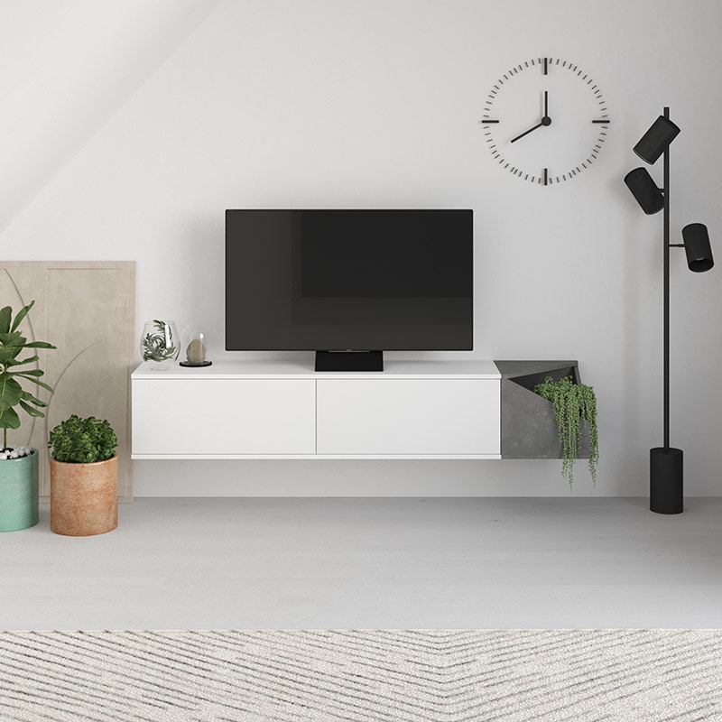 WILLIAMSBURG TV STAND - WHITE - RETRO GREY