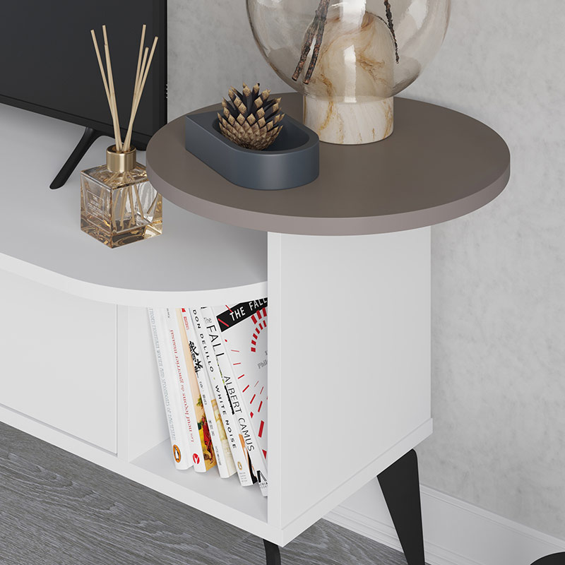 WHITEHORSE TV STAND - WHITE - LIGHT MOCHA