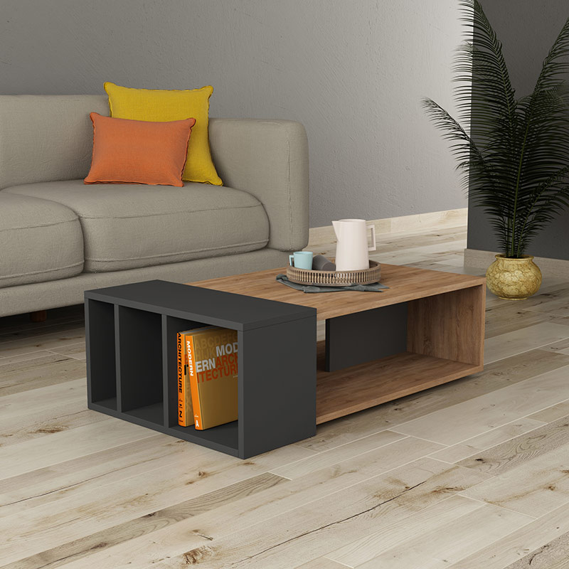 WHITEPLAINS COFFEE TABLE - OAK - ANTHRACITE