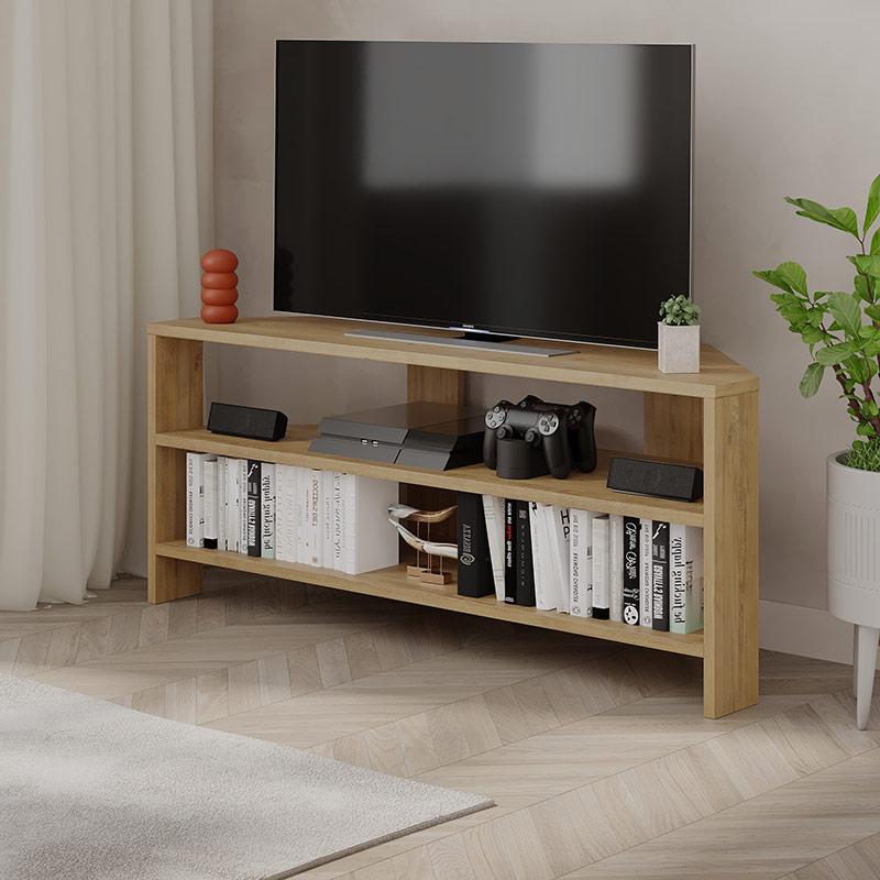 SPAIN CORNER TV STAND - OAK