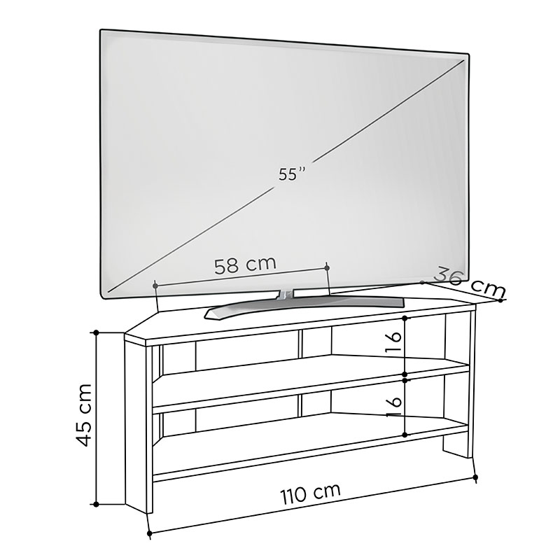 SPAIN CORNER TV STAND - OAK