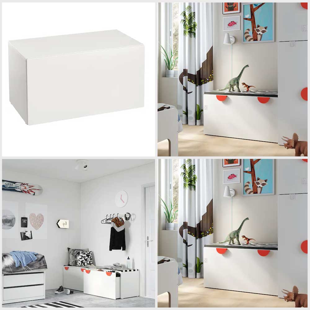 Ikea SMASTAD Bench with toy storage white, white 90x50x48 cm