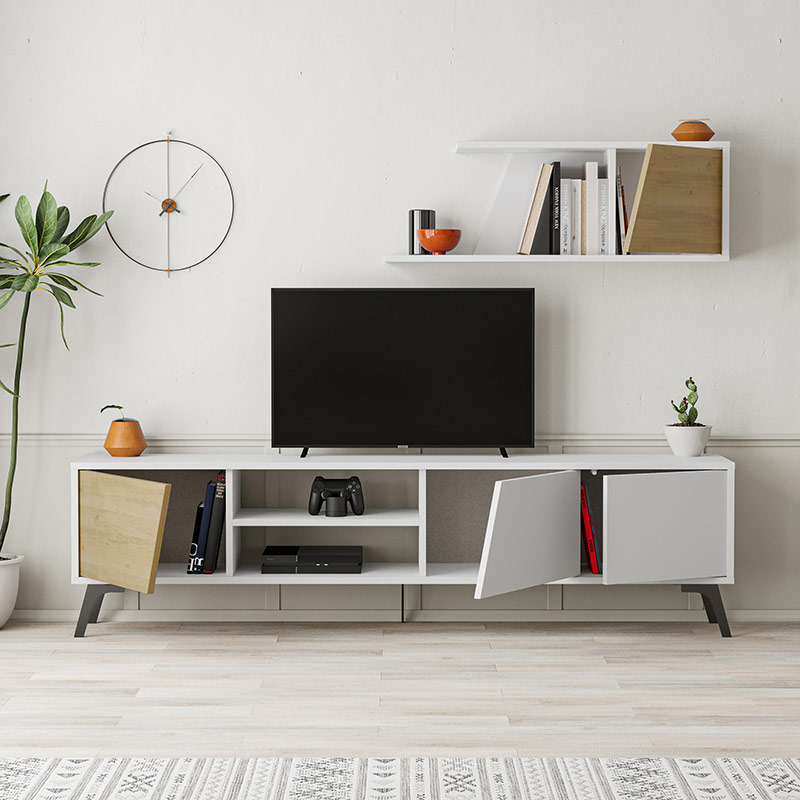 NORWOOD TV UNIT - WHITE - OAK