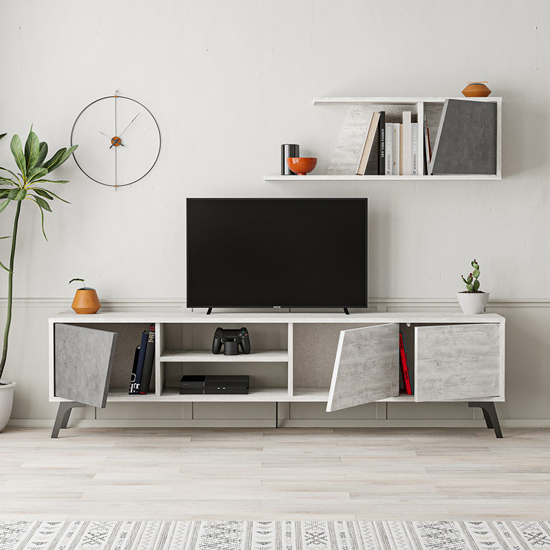 NORWOOD TV UNIT - ANCIENT WHITE - RETRO GREY