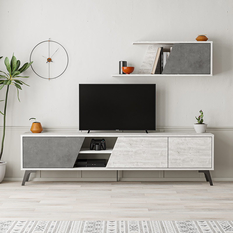 NORWOOD TV UNIT - ANCIENT WHITE - RETRO GREY