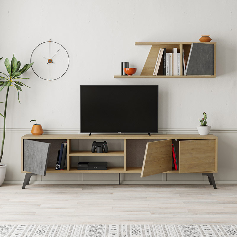 NORWOOD TV UNIT - OAK - RETRO GREY