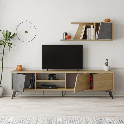 Patnos Tv Unit - Oak - Retro Grey