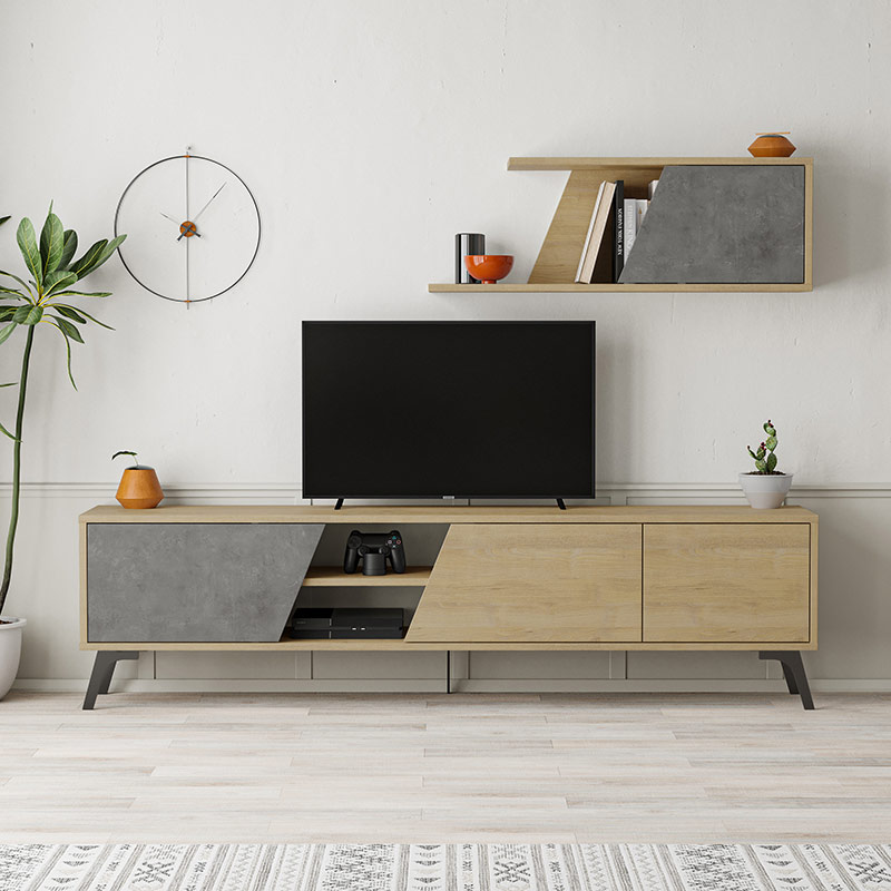 NORWOOD TV UNIT - OAK - RETRO GREY