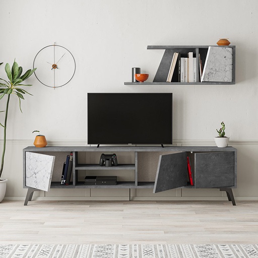 Patnos Tv Unit - Retro Grey - Carrara