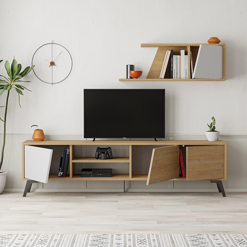 NORWOOD TV UNIT - OAK - WHITE