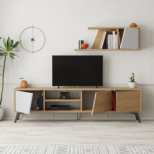 Patnos Tv Unit - Oak - White