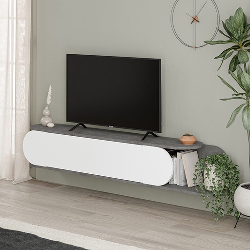 Burdur Tv Stand - Retro Grey - White