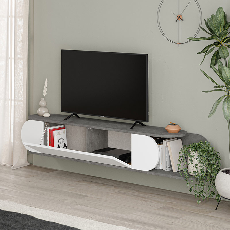 BAINBRIDGE TV STAND - RETRO GREY - WHITE