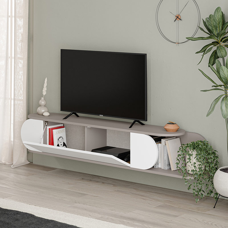 BAINBRIDGE TV STAND - LIGHT MOCHA - WHITE