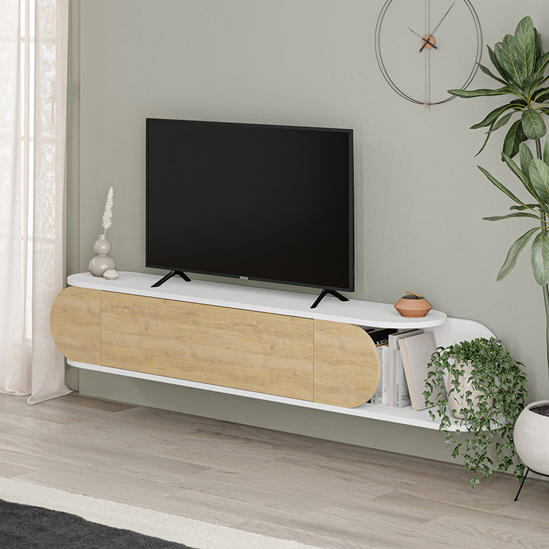 BAINBRIDGE TV STAND - WHITE - OAK