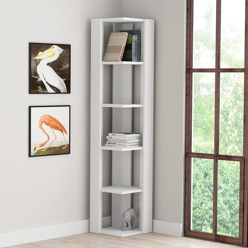 Sanlıurfa Corner Bookcase - White