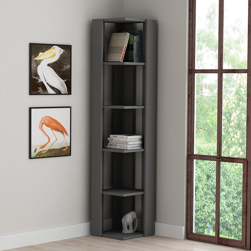 Sanlıurfa Corner Bookcase - Anthracite