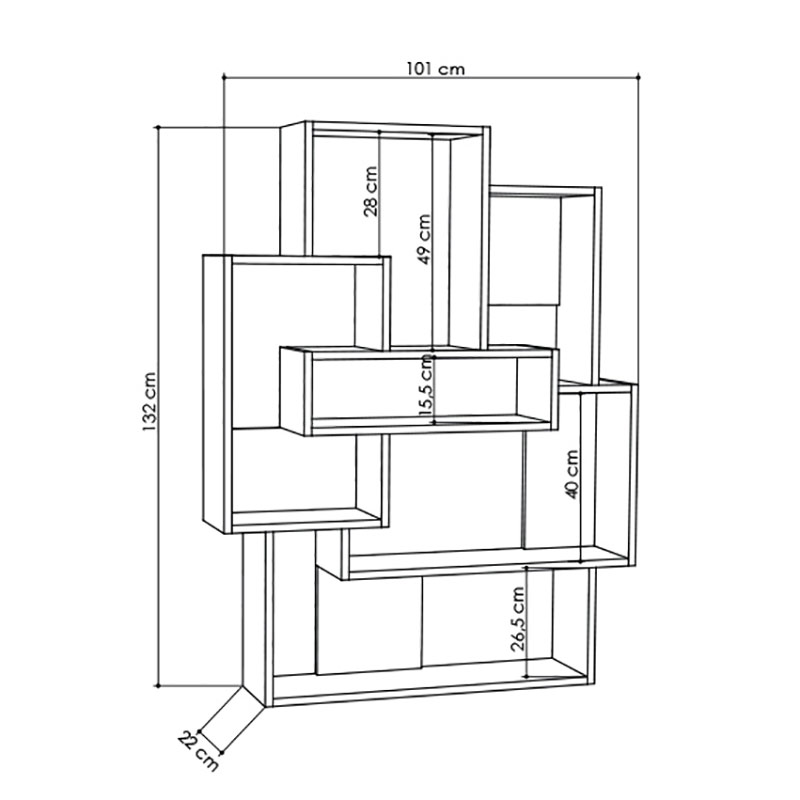 YONKERS BOOKCASE - OAK - ANTHRACITE