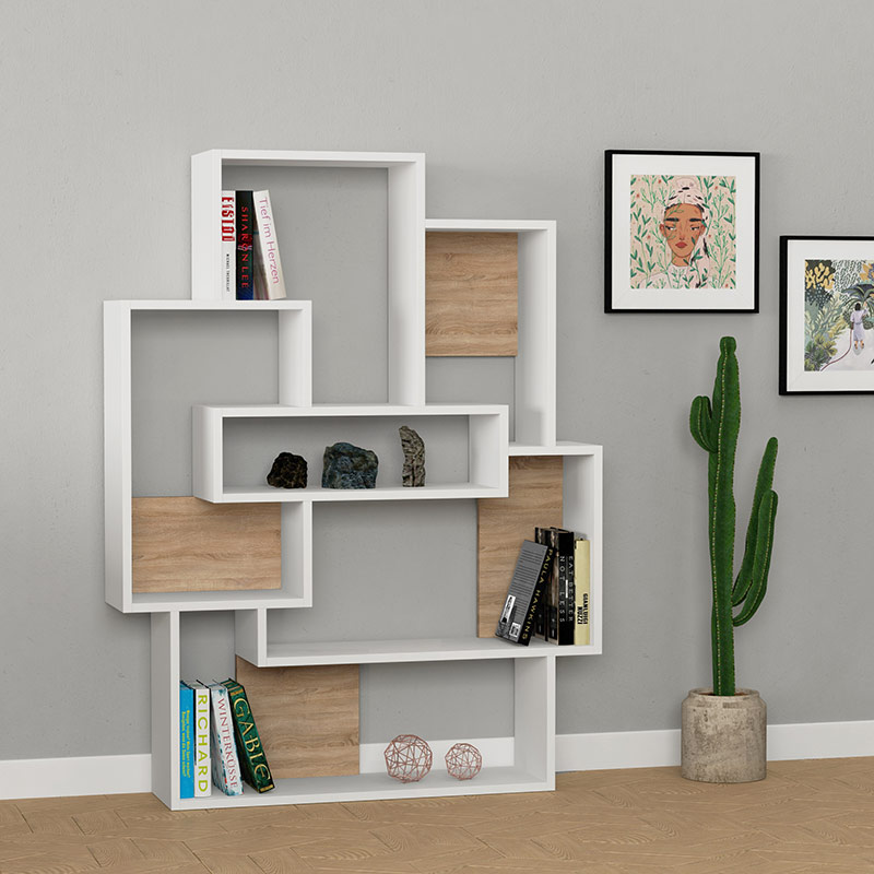 YONKERS BOOKCASE - WHITE - OAK