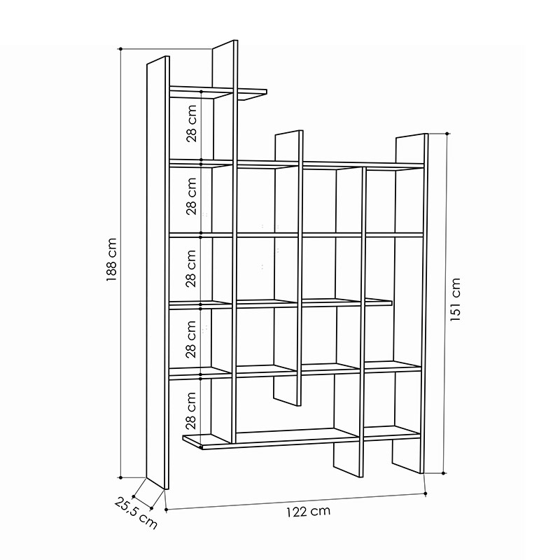 LINCOLN BOOKCASE - ANTHRACITE - ANTHRACITE