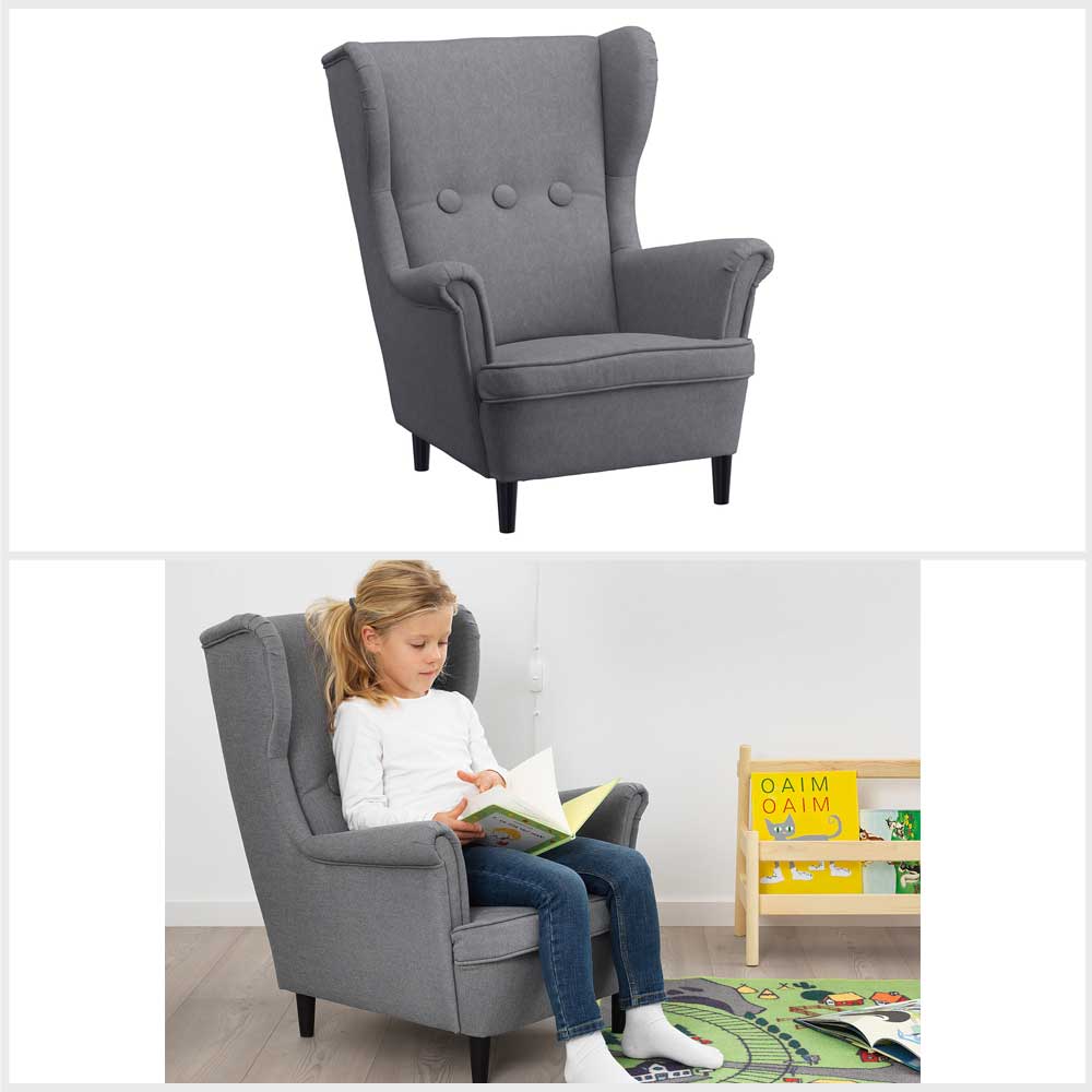 Ikea STRANDMON Children's armchair, Vissle grey