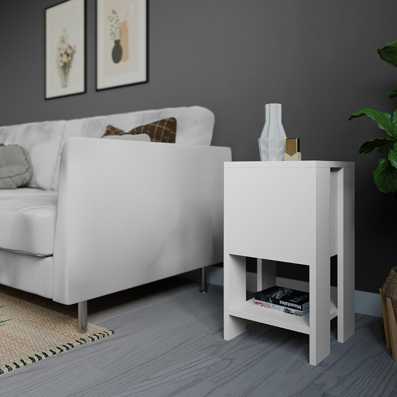 Ilgın Nightstand - White - White