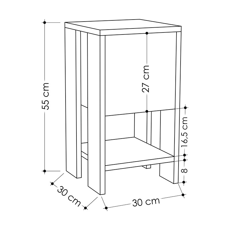 Ilgın Nightstand - Anthracite - Anthracite