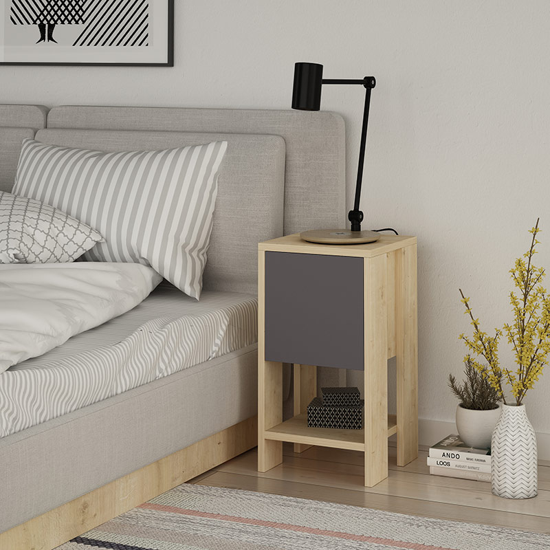 Ilgın Nightstand - Oak - Anthracite