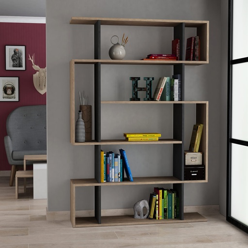 Develi Bookcase - Oak - Anthracite