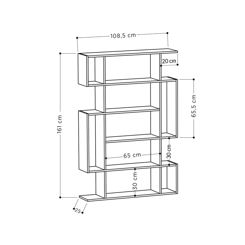 Develi Bookcase - Oak - Anthracite