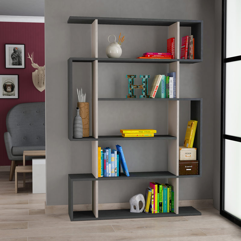 Develi Bookcase - Anthracite - Light Mocha