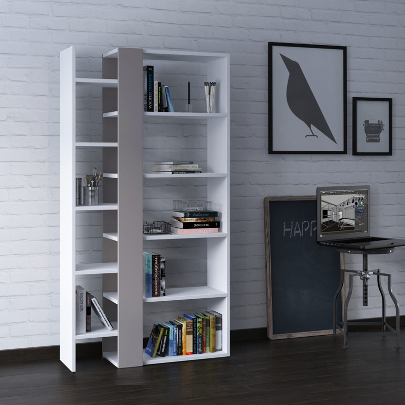 Afyonkarahisar Bookcase - White - Light Mocha