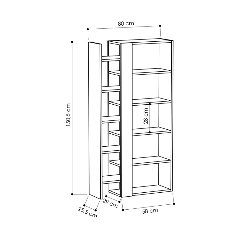 Afyonkarahisar Bookcase - White - Light Mocha