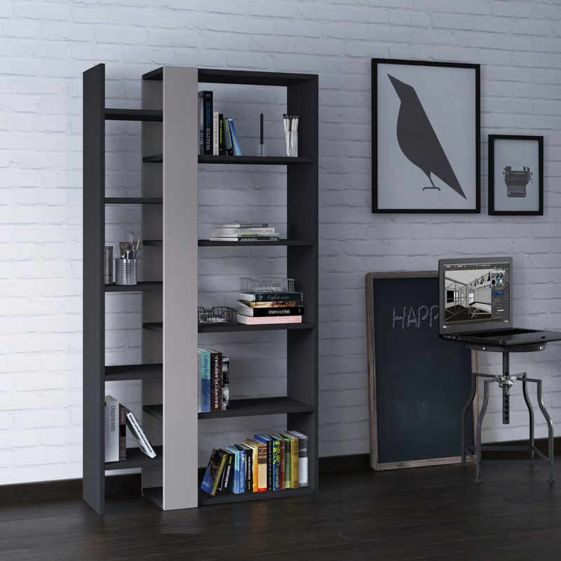 Afyonkarahisar Bookcase - Anthracite - Light Mocha