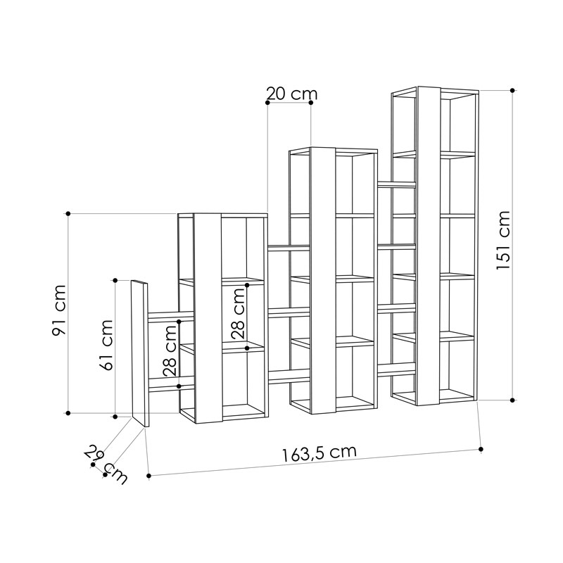 Afyonkarahisar Separator Bookcase - Light Mocha