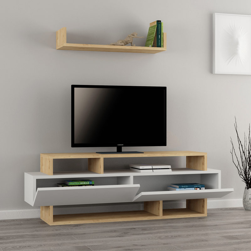 Mugla Tv Stand - White - Oak