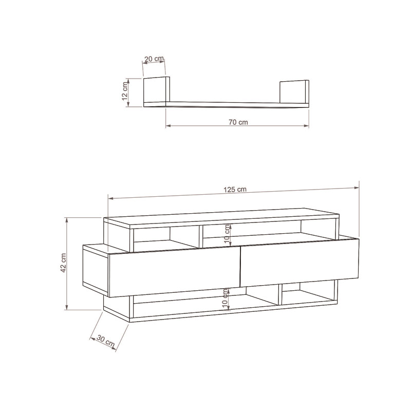 Mugla Tv Stand - White - White