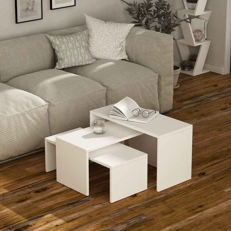 Kozlu Coffee Table - White - White - White