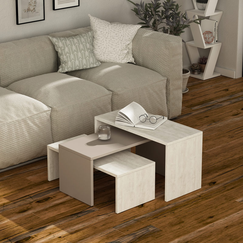 Kozlu Coffee Table - Ancient White - Light Mocha - Ancient White