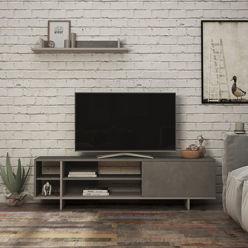 Ayvalık Tv Unit - Retro Grey - Light Mocha