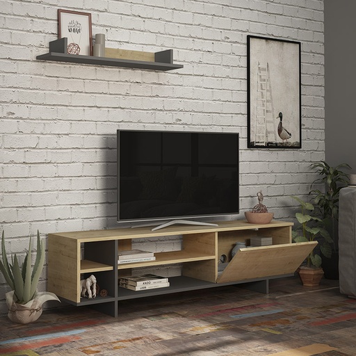 Ayvalık Tv Unit - Oak - Anthracite