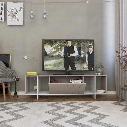 Kahta Tv Stand - Light Mocha - White