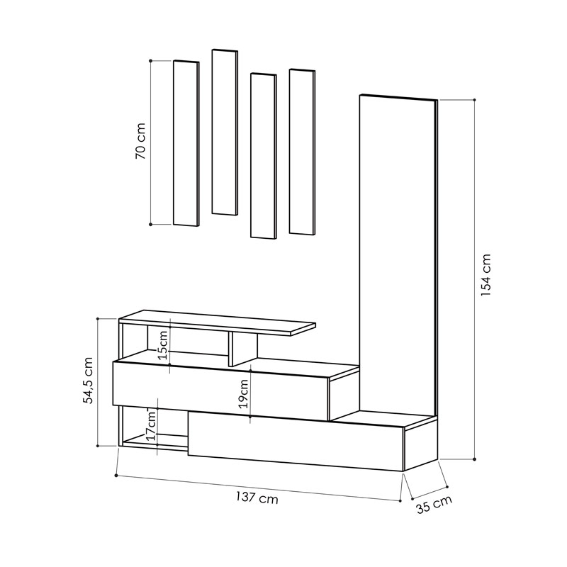 Midyat Hall Stand - White - Oak