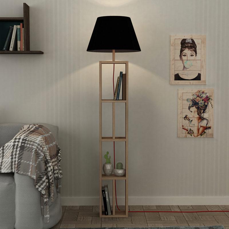 Sivas Floor Lamp - Oak - Black