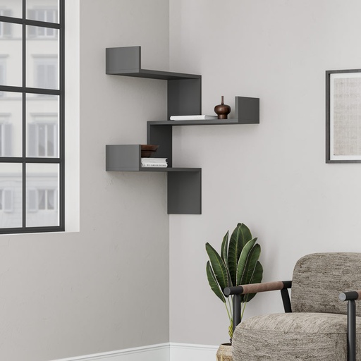 Siirt Corner Bookcase - Anthracite