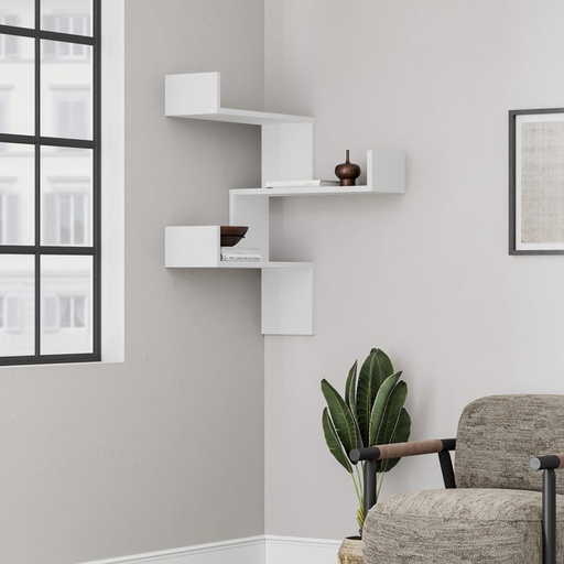 Siirt Corner Bookcase - White