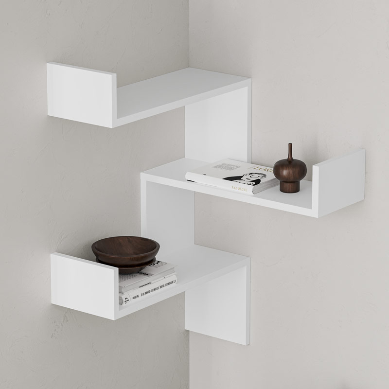 Siirt Corner Bookcase - White